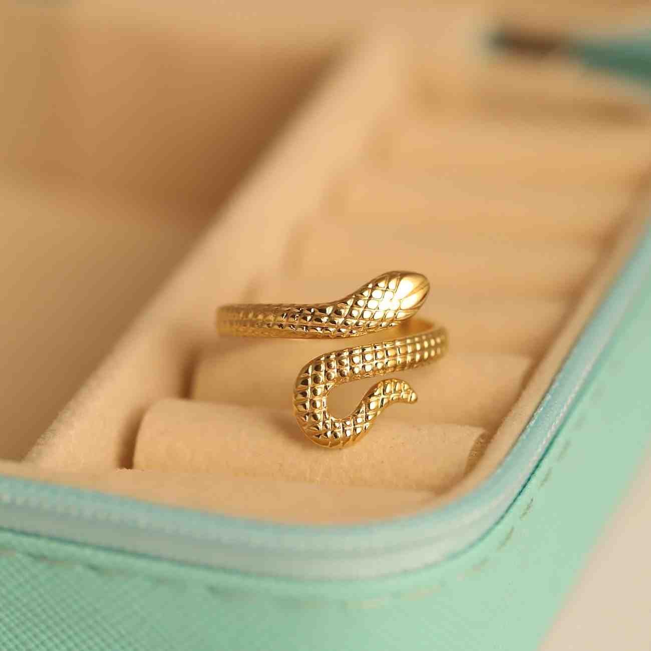 Gold-Plated Snake Wrap Adjustable Ring